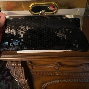 ANN TAYLOR Sequin Clutch w Chain NWT